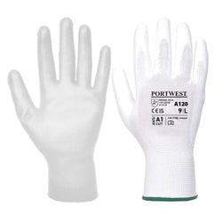 A120 Work Gloves PU Palm Dipped Abrasion and Tear Resistant White, Small- Bannav S Bannav LLC